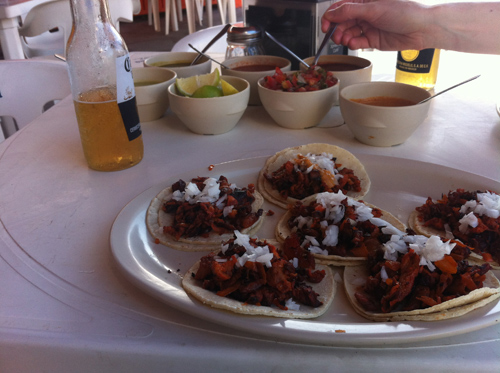 1Tacos Al Pastor from Tacos Dany along the back Streets of Playa Del Carmen, Mexico