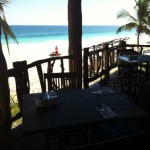 Breafast in Tulum Mexico near the sian ka'an biosphere overlooking the ocean and beach