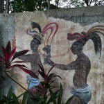 Myan painting art around the gated complex in playa del carmen2