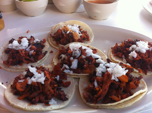 Tacos Al Pastor from Tacos Dany along the back Streets of Playa Del Carmen, Mexico