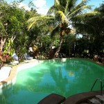 Top view of pool around the gated complex in playa del carmen