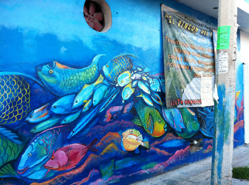 art along the back Streets of Playa Del Carmen, Mexico