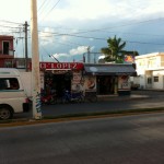 Streets of Playa Del Carmen, Mexico in the evening