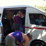 Colectivo stopped at Road near the Tulum Ruins in Mexico