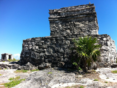 Temple of the decending god Tulum Mexico Mayan Ruins